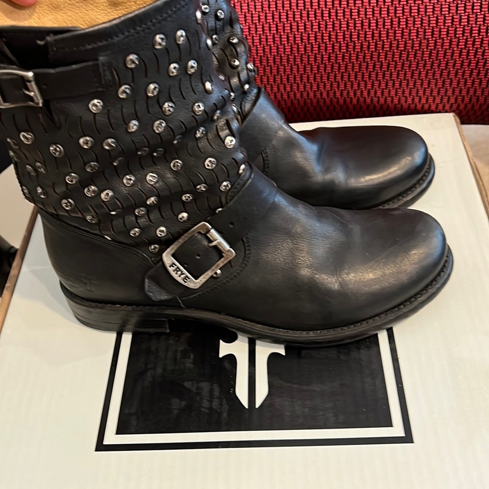 Frye studded black leather Jenna boot